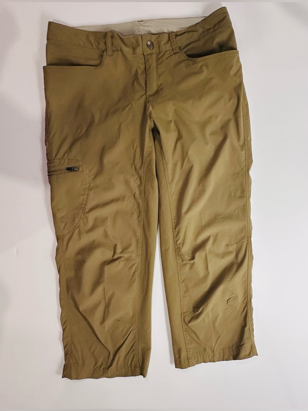Patagonia Happy Hike Cropped Cargo Capri Pants Tan Khaki Beige Women's Size 8